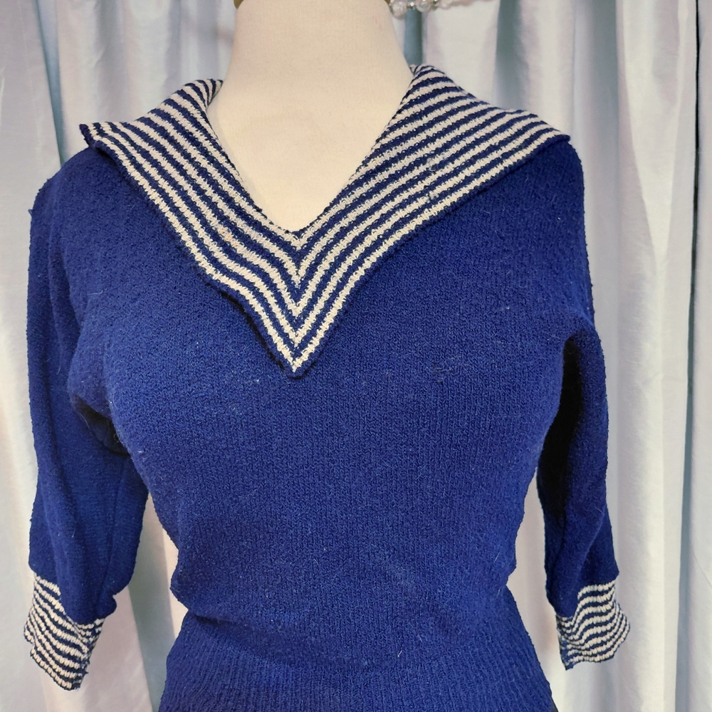 Navy Blue Striped Women's Sweater